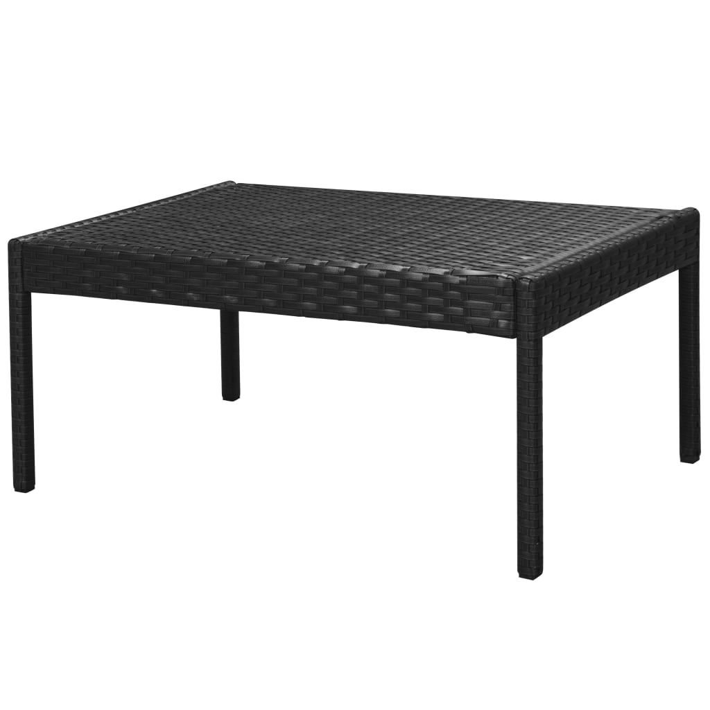 6-részes fekete polyrattan kerti bútorszett párnákkal 6