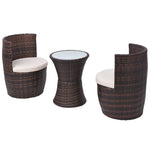 3 darabos barna polyrattan bisztrószett párnákkal 3