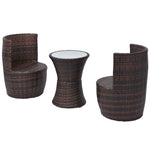 3 darabos barna polyrattan bisztrószett párnákkal 4