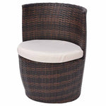3 darabos barna polyrattan bisztrószett párnákkal 5