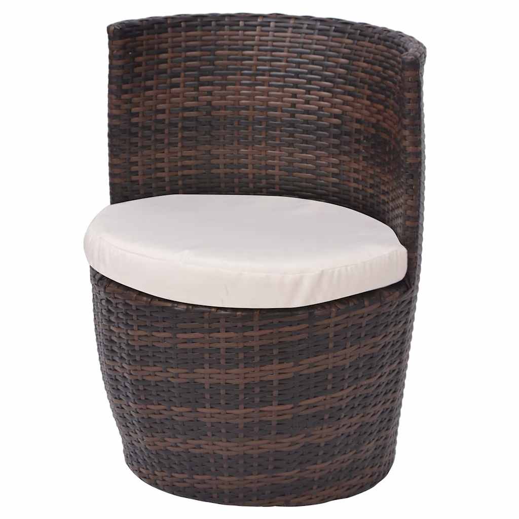 3 darabos barna polyrattan bisztrószett párnákkal 5