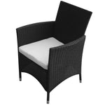 9-részes fekete polyrattan kültéri étkezőszett párnákkal 4