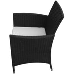 5-részes fekete polyrattan kültéri étkezőszett párnákkal 3