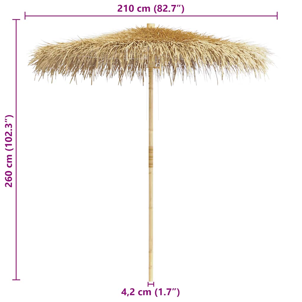 Bambuszernyő banánlevél tetővel 210 cm 12