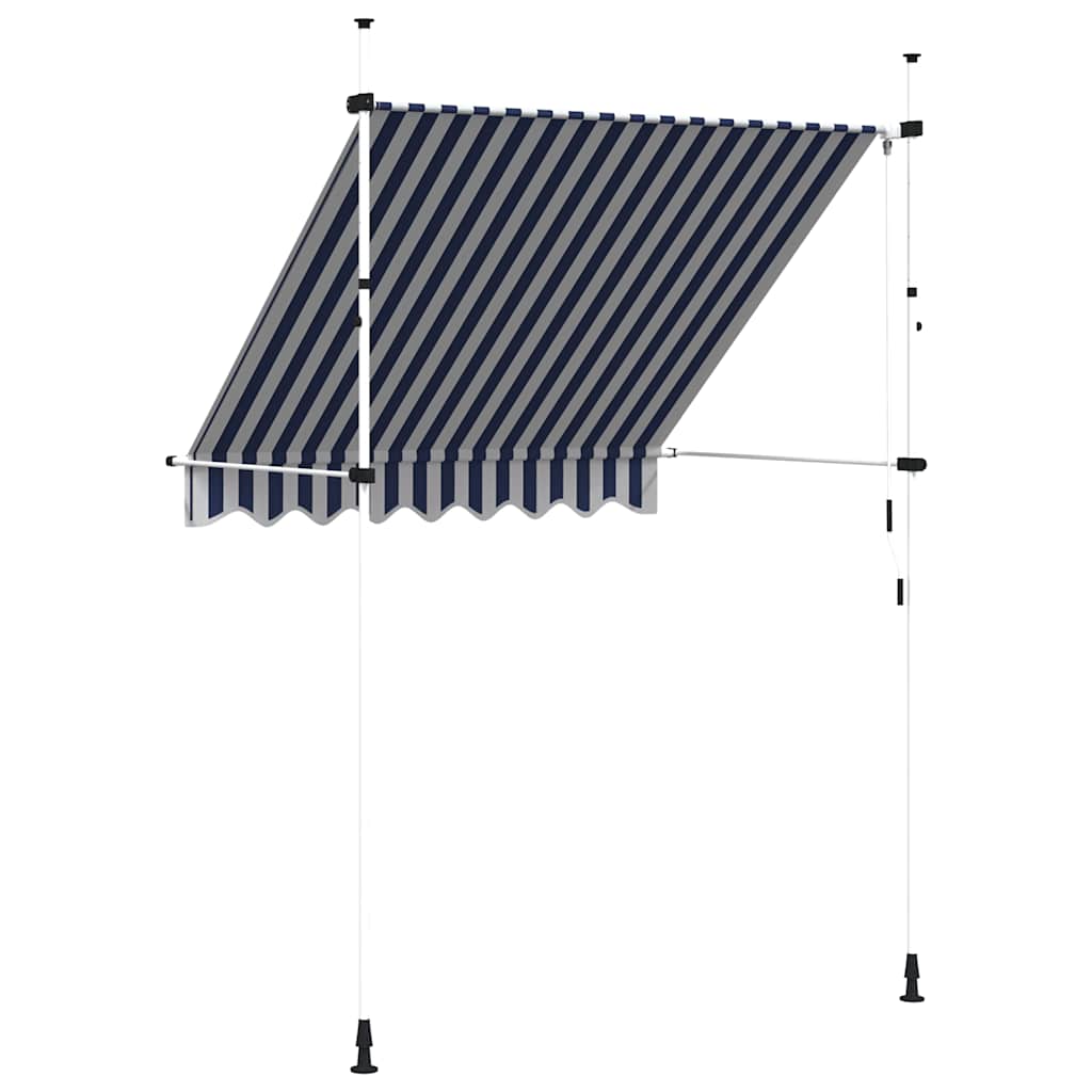 Kézzel feltekerhető napellenző kék-fehér csíkokkal 200 cm 4