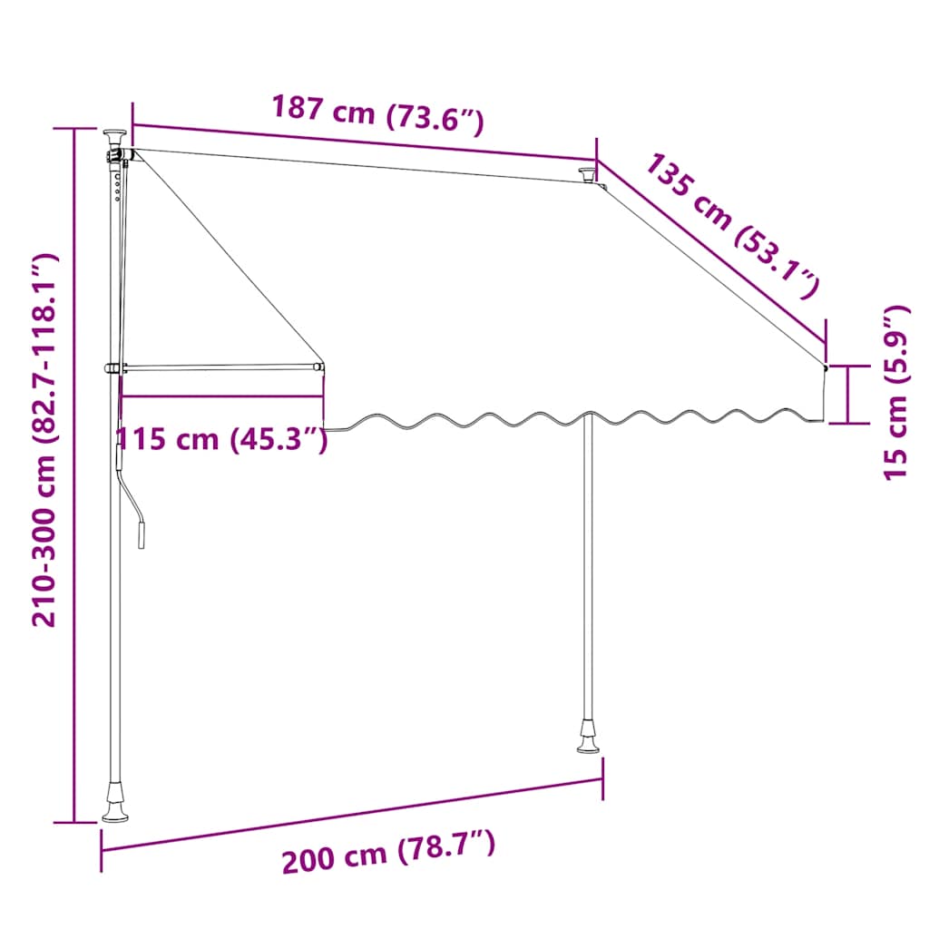 Kézzel feltekerhető napellenző kék-fehér csíkokkal 200 cm 8