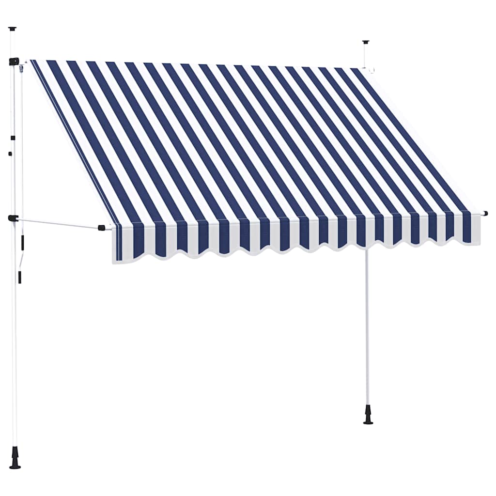Kézzel feltekerhető napellenző kék-fehér csíkokkal 300 cm 2