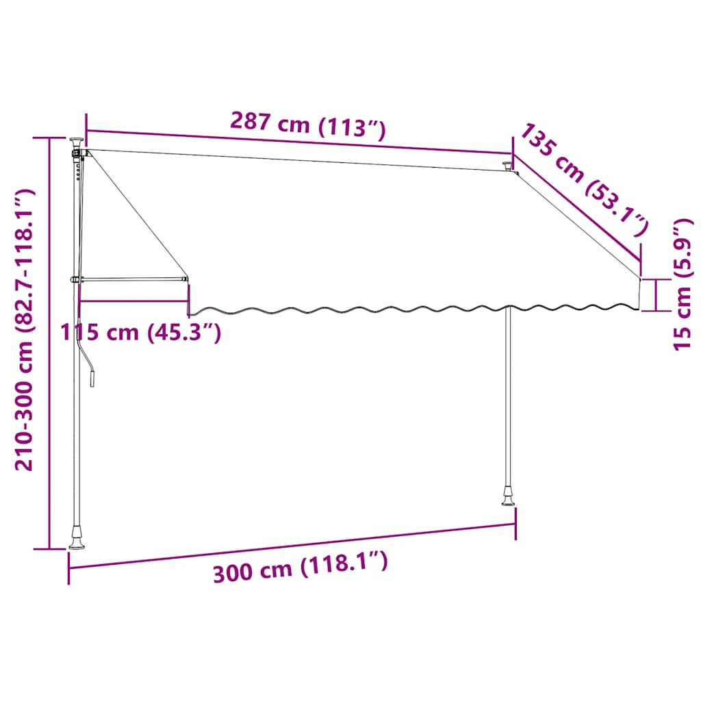 Kézzel feltekerhető napellenző kék-fehér csíkokkal 300 cm 8