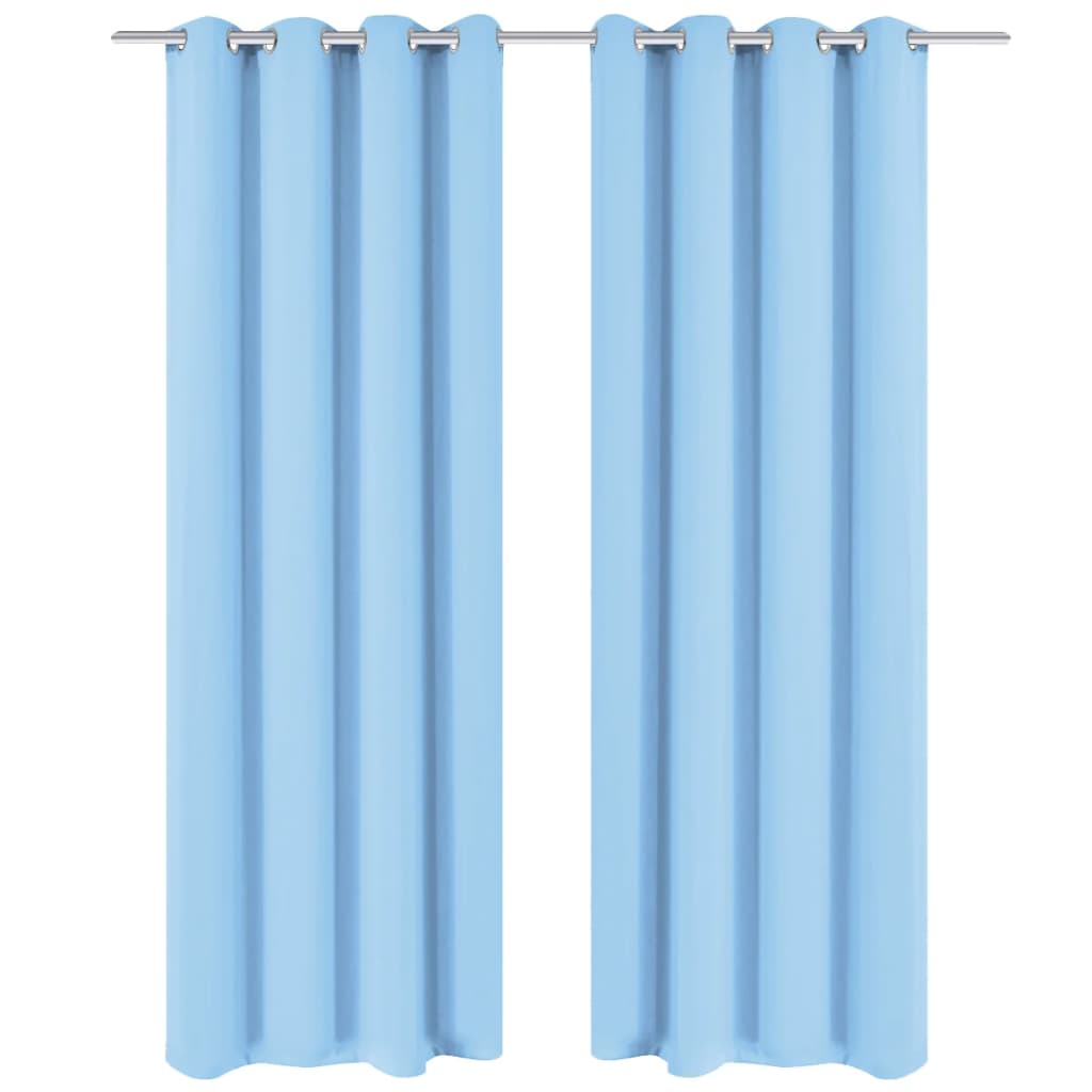 Türkizkék sötétítőfüggöny fém fűzőlyukakkal 270 x 245 cm 2
