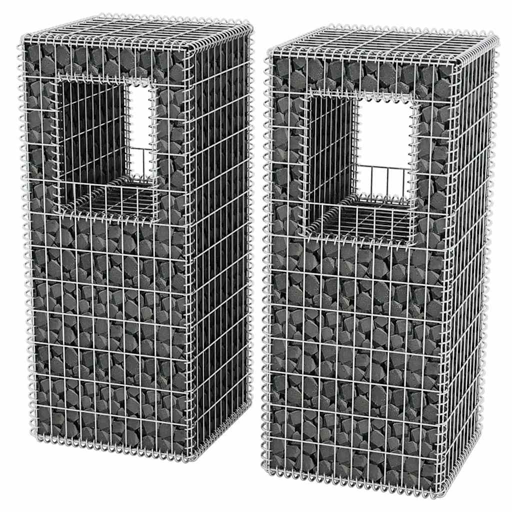 2 db vidaXL acél gabion kosár oszlop / ágyás 50 x 50 x 120 cm 3