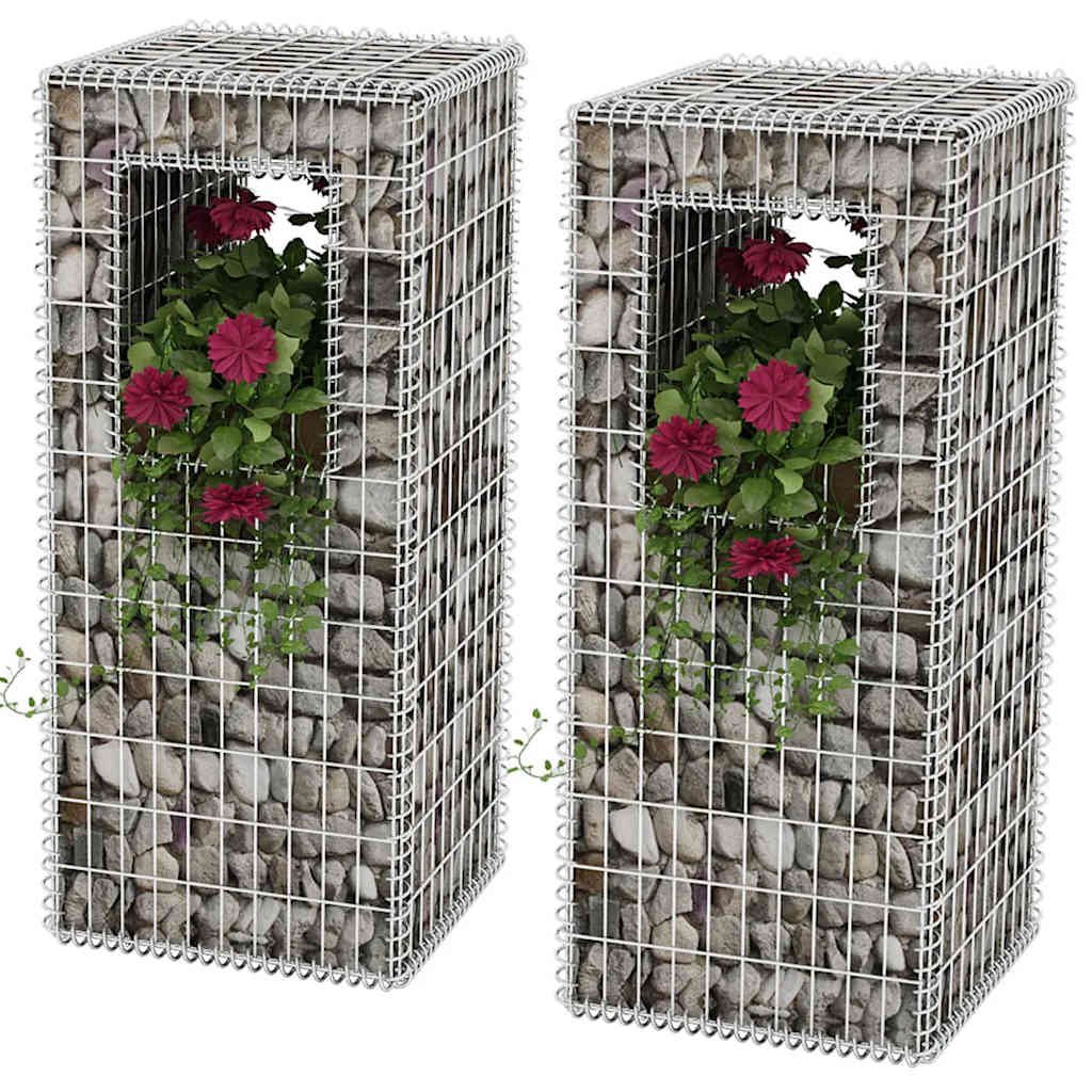 2 db vidaXL acél gabion kosár oszlop / ágyás 50 x 50 x 120 cm