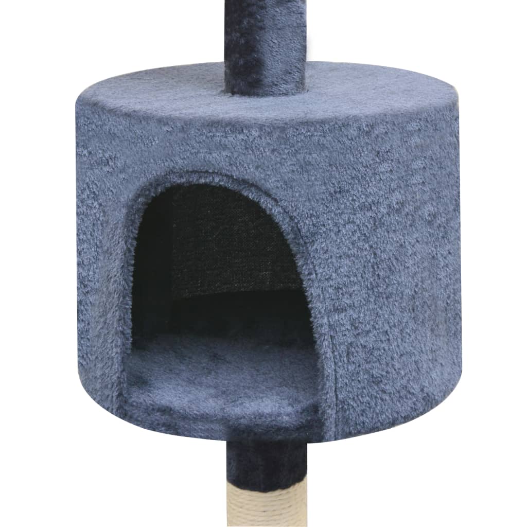 Sötétkék macskabútor szizál kaparófákkal 125 cm 3