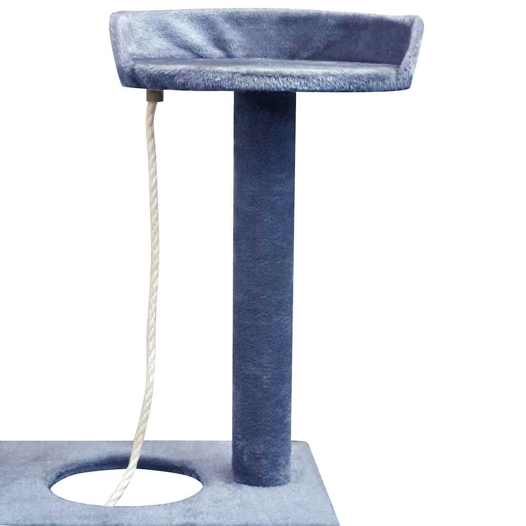 Sötétkék macskabútor szizál kaparófákkal 150 cm 4