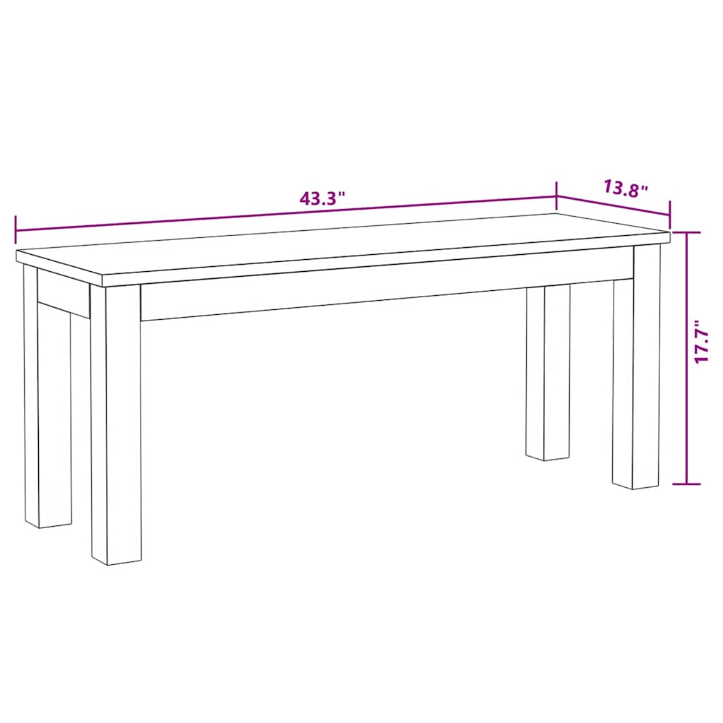 Tömör újrahasznosított fa pad 110 x 35 x 45 cm 11