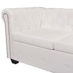 5 személyes fehér műbőr Chesterfield sarokkanapé 5
