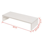 Monitorállvány szerelt fa 60 x 23,5 x 12 cm fehér 5