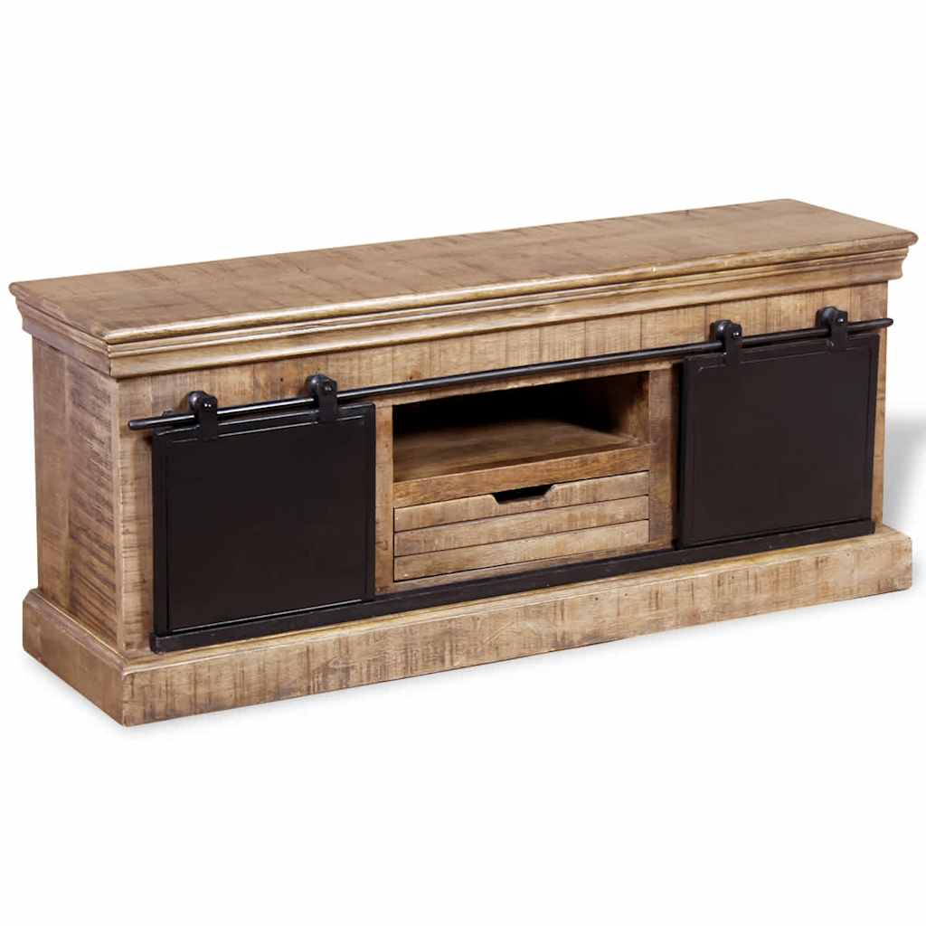 Tömör mangófa TV-szekrény 2 tolóajtóval 100x30x45 cm 3