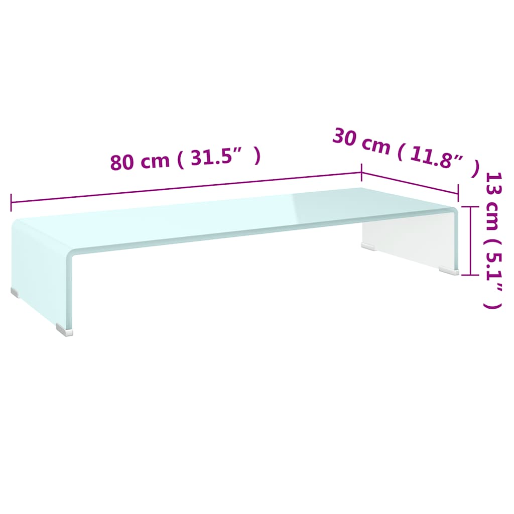 Zöld üveg TV állvány/monitor magasító 80 x 30 x 13 cm 6