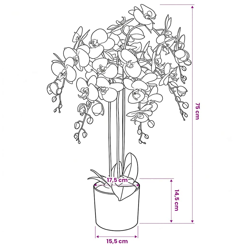 Cserepes fehér műorchidea 75 cm 3