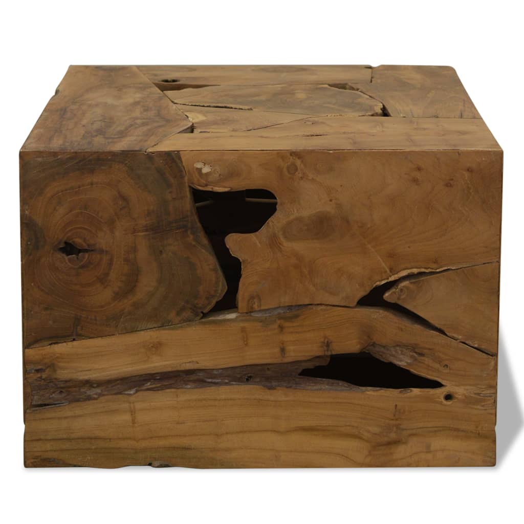 Barna, valódi tíkfa dohányzóasztal 50 x 50 x 35 cm 2