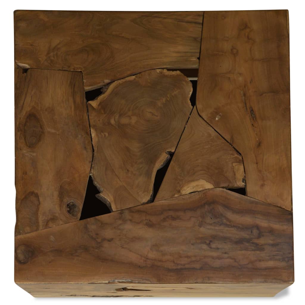 Barna, valódi tíkfa dohányzóasztal 50 x 50 x 35 cm 4