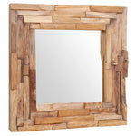 Dekoratív és kocka-alakú tükör tíkfából 60 x 60 cm 2
