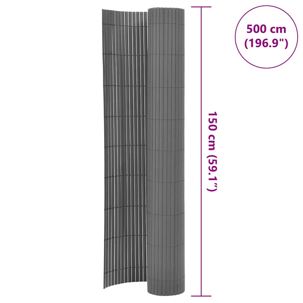 Szürke kétoldalas PVC kerti kerítés 150 x 500 cm 6