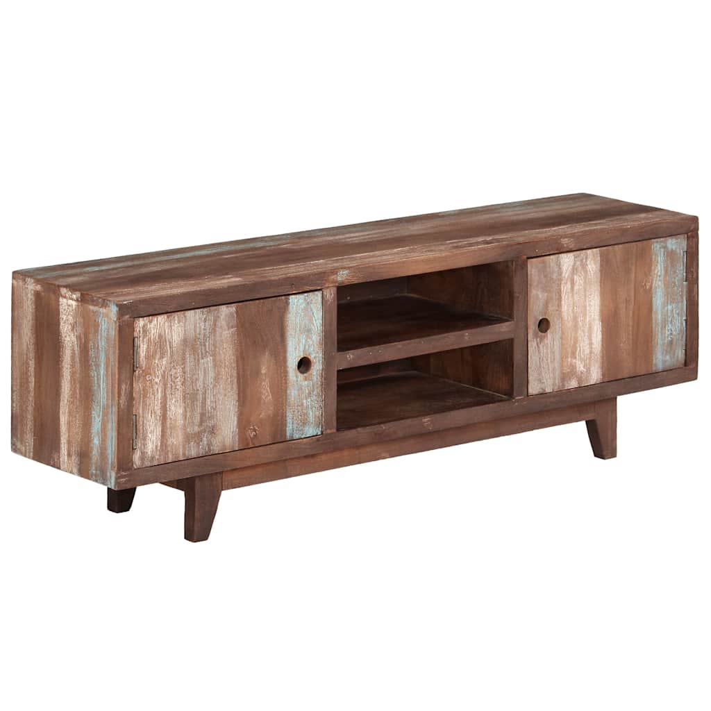 Vintage stílusú tömör akácfa TV-szekrény 118 x 30 x 40 cm 9