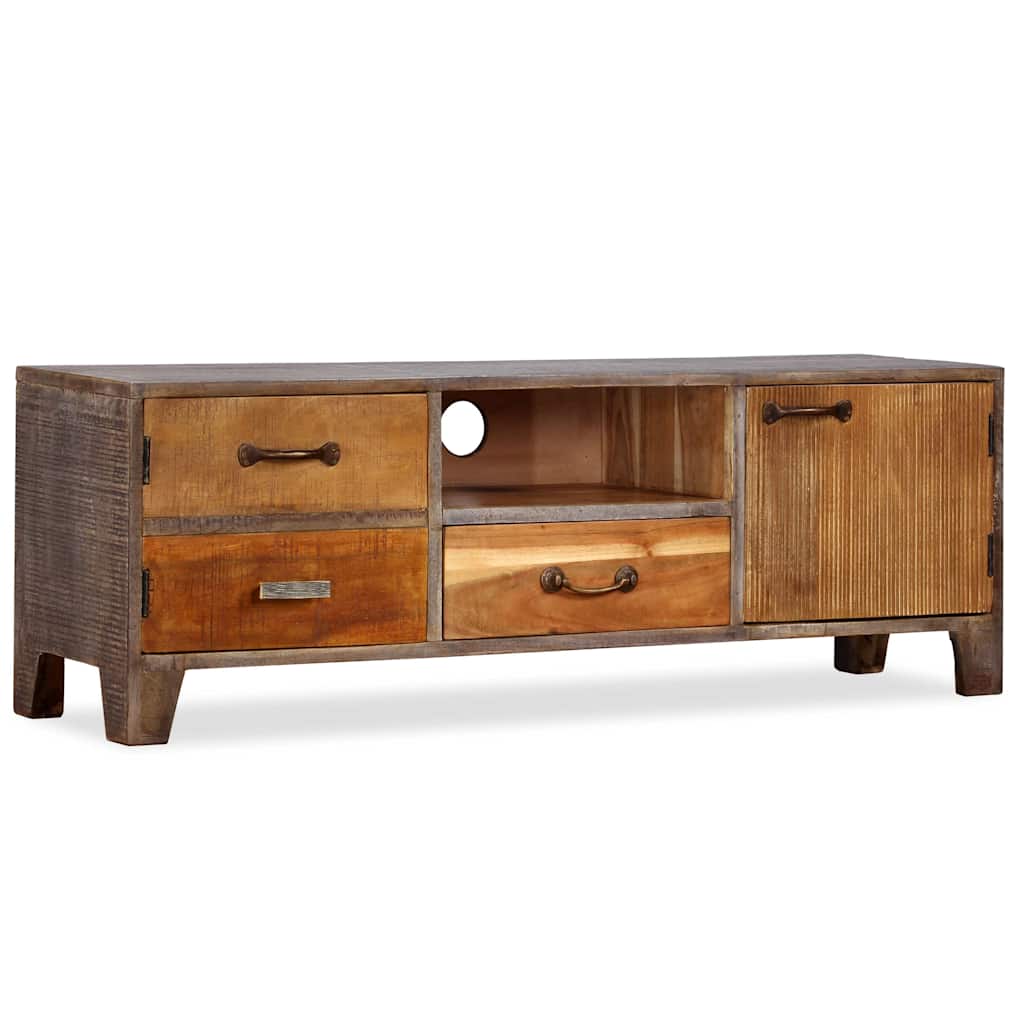 Vintage stílusú tömör fa TV-szekrény 118 x 30 x 40 cm 7