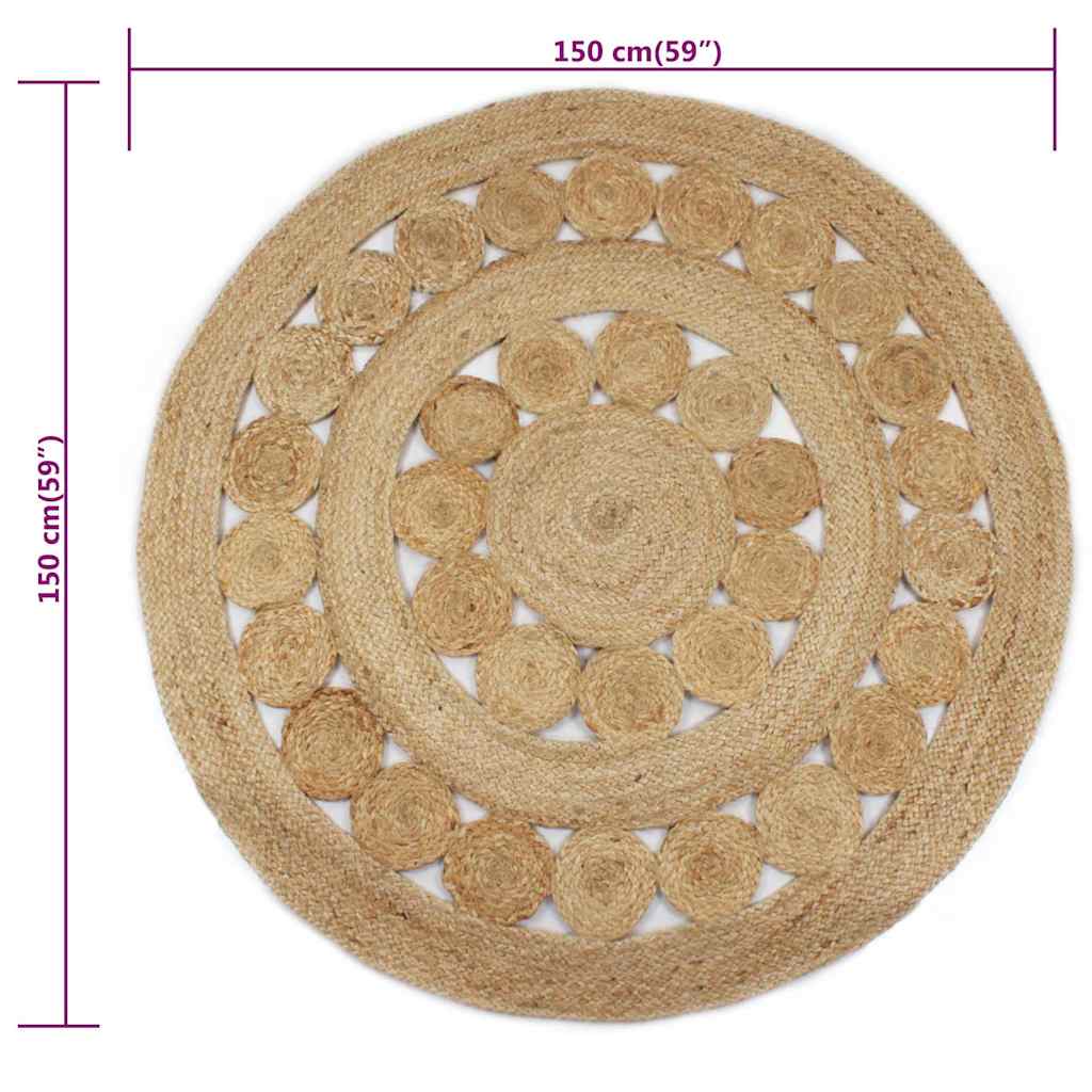 Kör alakú, fonott juta szőnyeg 150 cm 6
