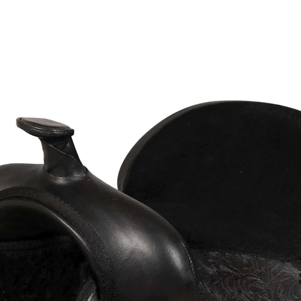 Fekete valódi bőr western nyereg, kötőfék és nyakhám 12" 7
