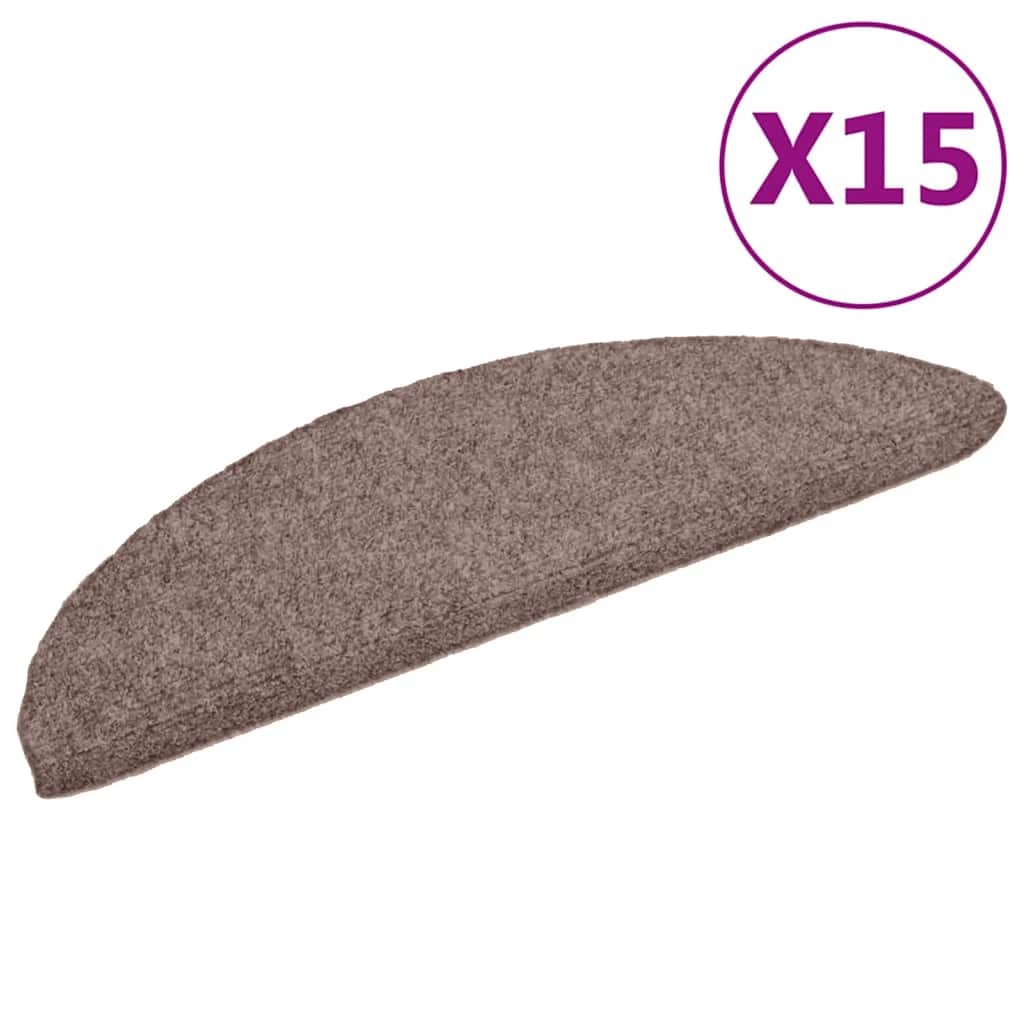 15 db öntapadós lépcsőszőnyeg 56 x 17 x 3 cm világosbarna félkör alakú 2