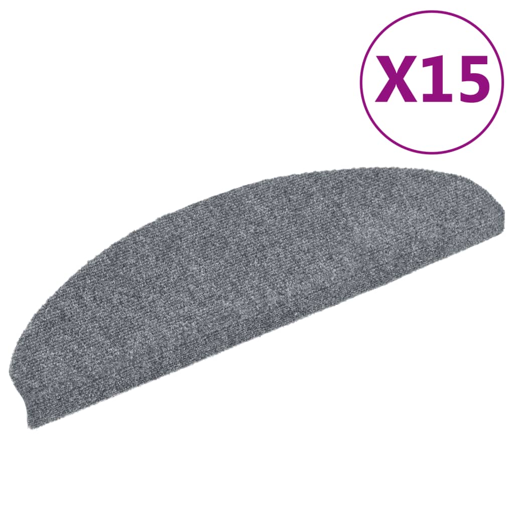 15 db öntapadós lépcsőszőnyeg 65 x 21 x 4 cm világosszürke félkör alakú nagy 2