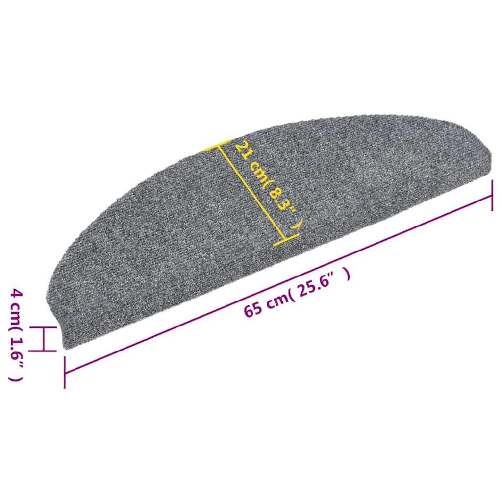 15 db öntapadós lépcsőszőnyeg 65 x 21 x 4 cm világosszürke félkör alakú nagy 8