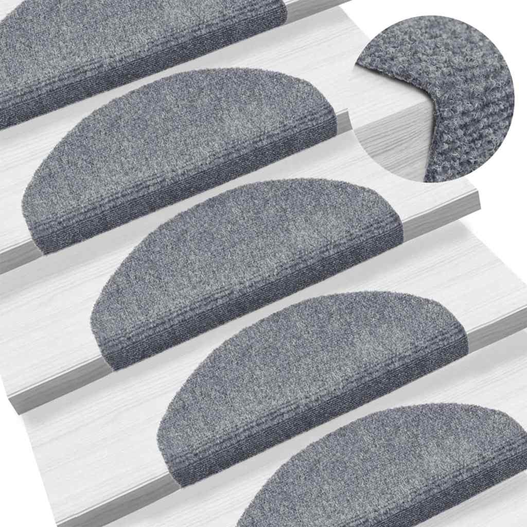 15 db öntapadós lépcsőszőnyeg 65 x 21 x 4 cm világosszürke félkör alakú nagy