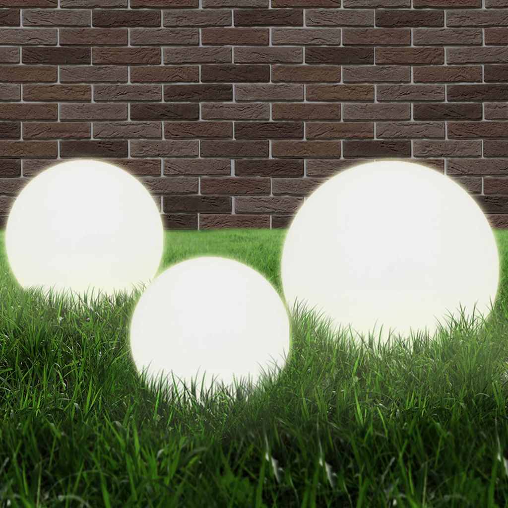 3 db-os LED gömblámpa-szett 20 / 30 / 40 cm PMMA