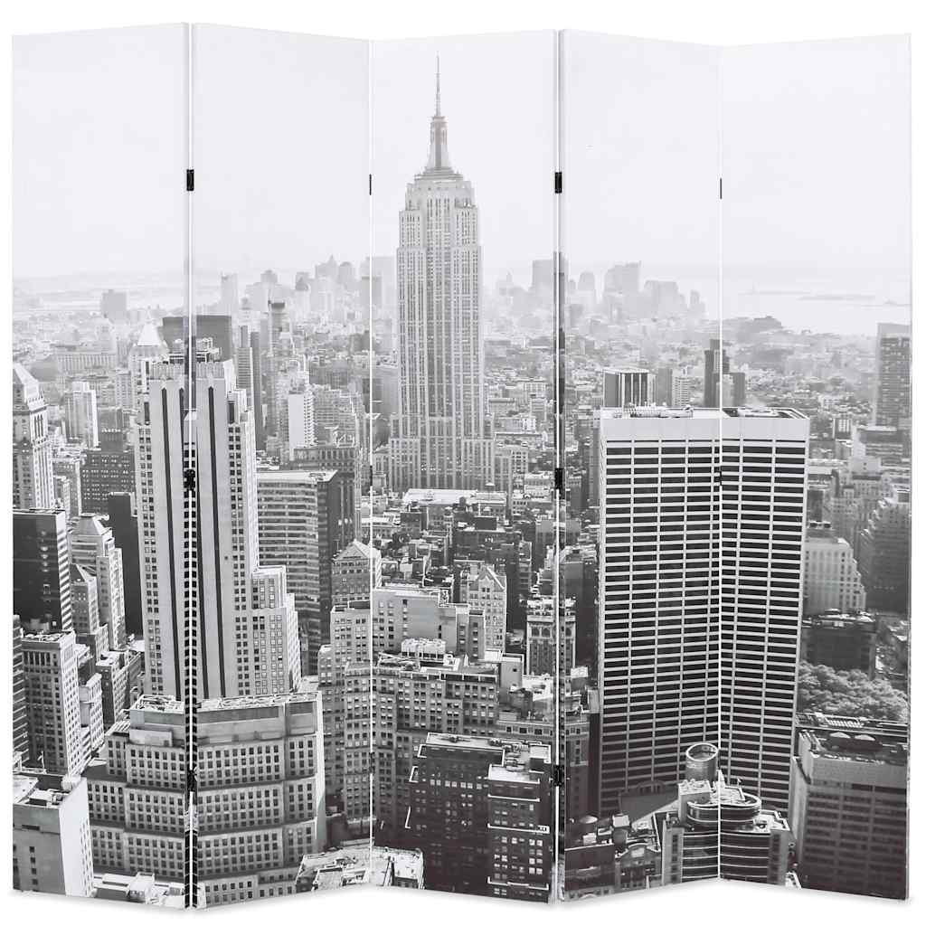 Fekete-fehér New York mintás paraván 200 x 170 cm