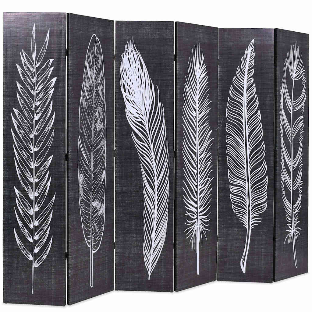 Fekete-fehér toll mintás paraván 228 x 170 cm 2