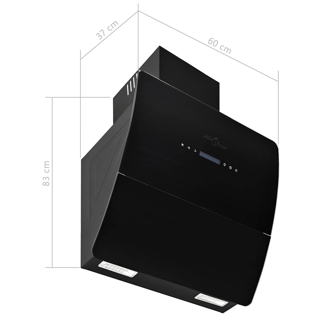 Fekete rozsdamentes acél fali páraelszívó 756 m³/h 60 cm 9