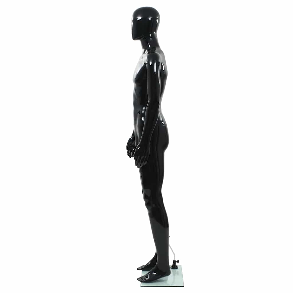 Fényes fekete, egész alakos férfi próbababa üvegtalppal 185 cm 3