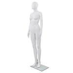 Fényes fehér, egész alakos női próbababa üvegtalppal 175 cm
