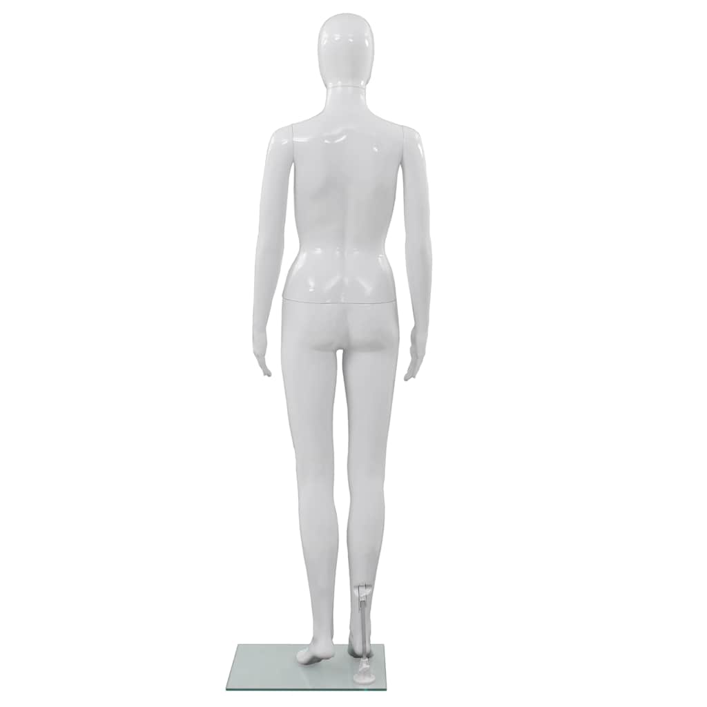 Fényes fehér, egész alakos női próbababa üvegtalppal 175 cm 4