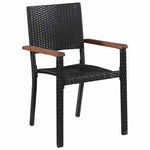 5 darabos fekete kültéri polyrattan és akácfa étkezőszett 3