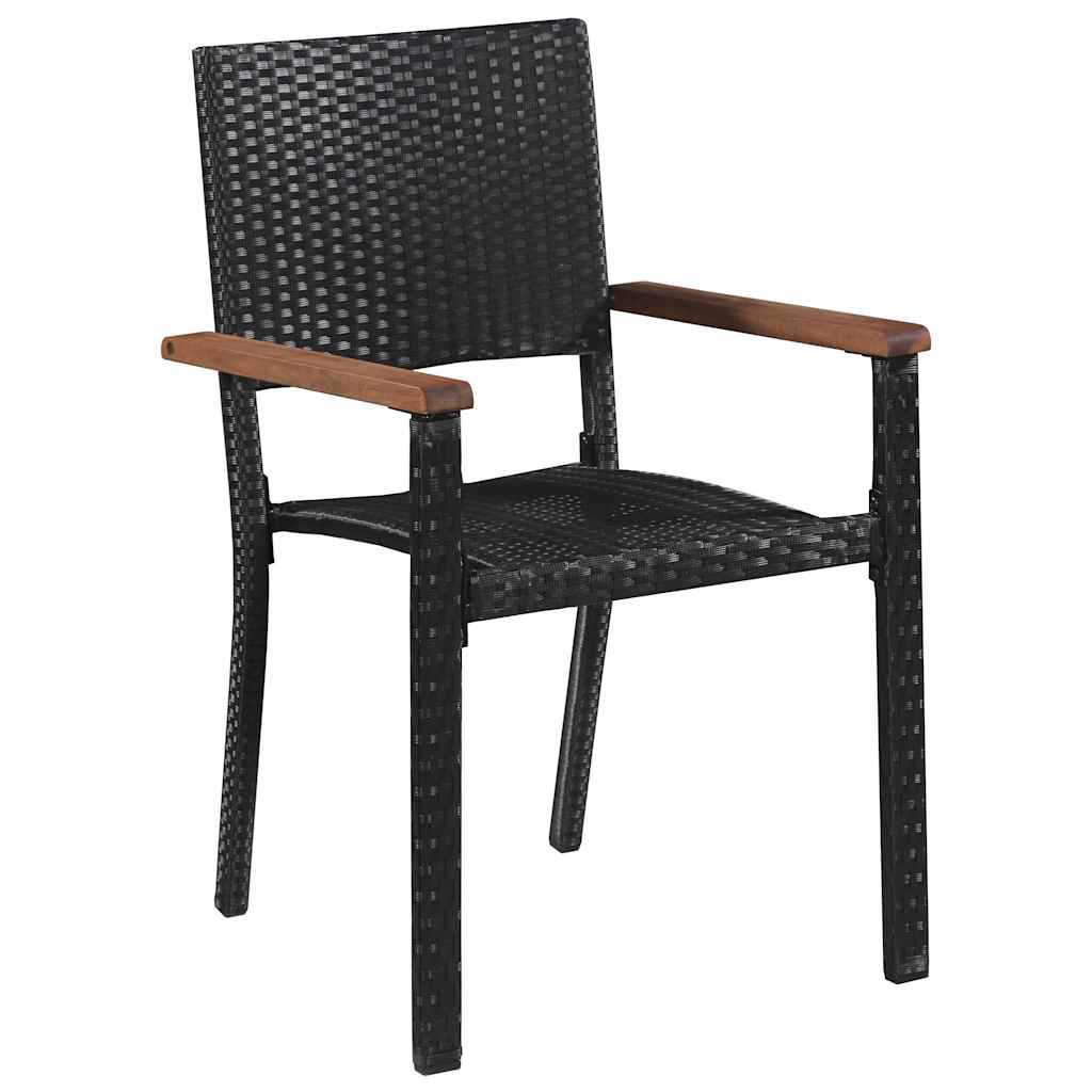 9 darabos fekete kültéri polyrattan és akácfa étkezőszett 3