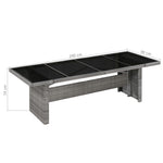 Polyrattan és üveg kerti asztal 240 x 90 x 74 cm 3