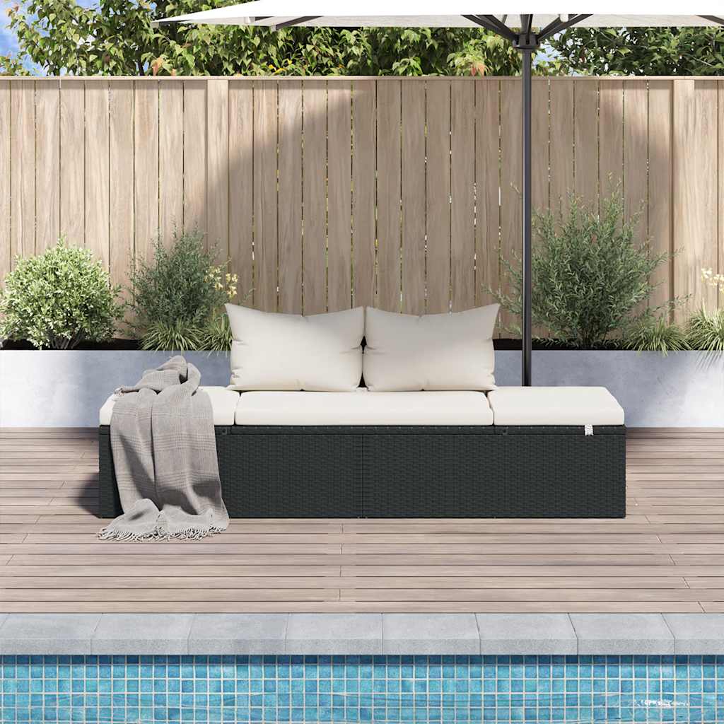 Fekete polyrattan kerti ágy 195 x 60 cm 3