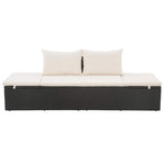 Fekete polyrattan kerti ágy 195 x 60 cm 4