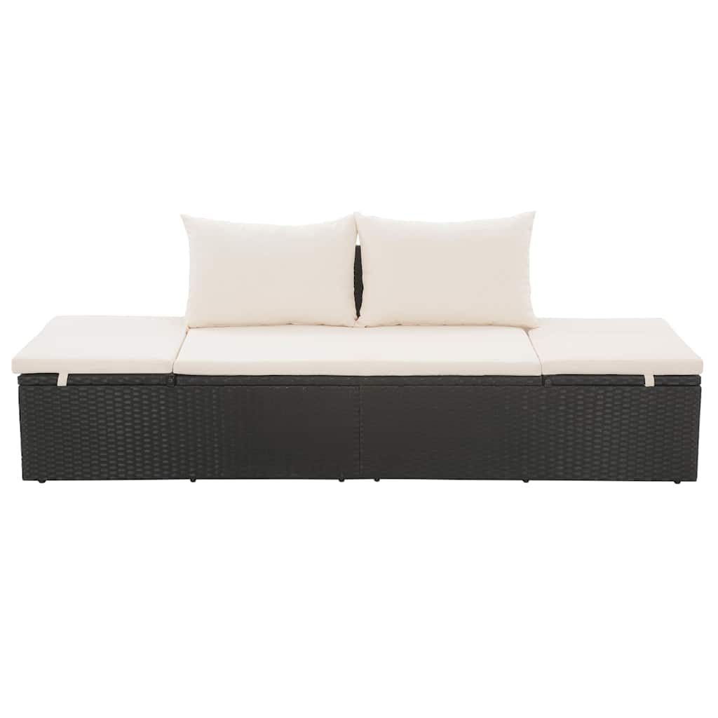 Fekete polyrattan kerti ágy 195 x 60 cm 4