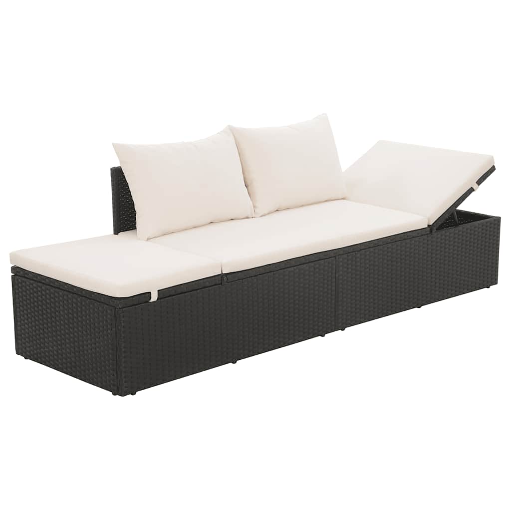 Fekete polyrattan kerti ágy 195 x 60 cm 5