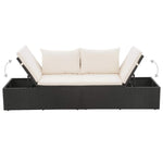 Fekete polyrattan kerti ágy 195 x 60 cm 6